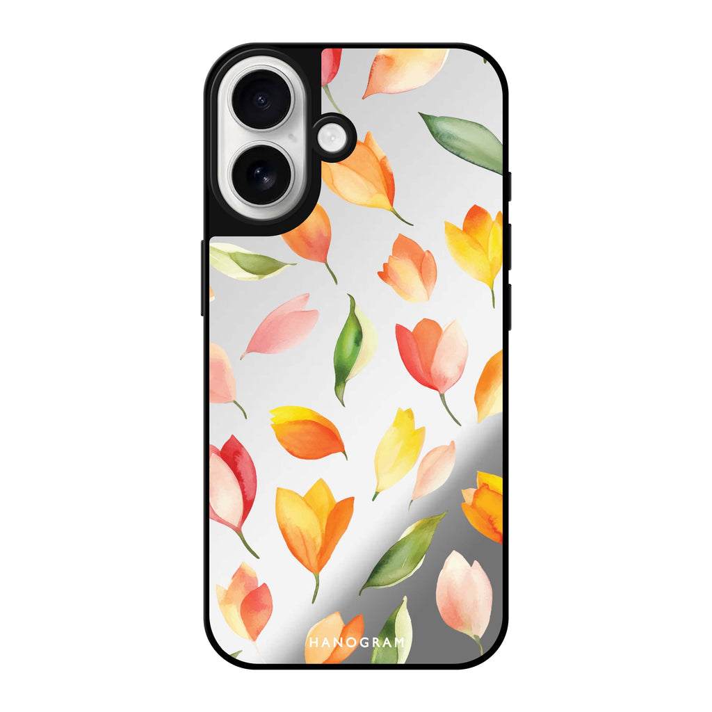 Reflective iPhone 16 Mirror Case –Tulip Rain iPhone Design