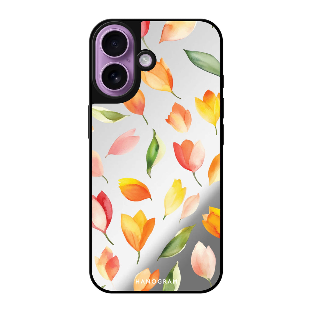 Reflective iPhone 16 Mirror Case –Tulip Rain iPhone Design