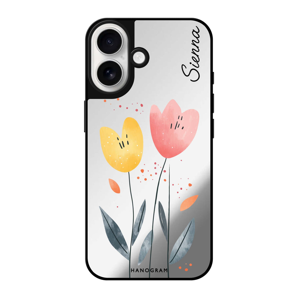 Reflective iPhone 16 Mirror Case –Tulip Twins iPhone Design