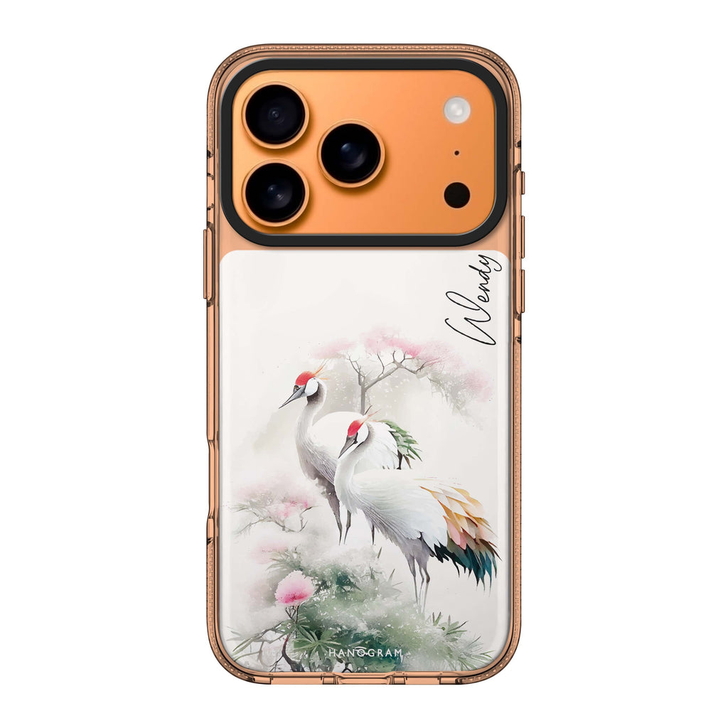 Pines & cranes Style 2 personalized name bird tree animal nature iPhone 17 Pro Max ultra clear case