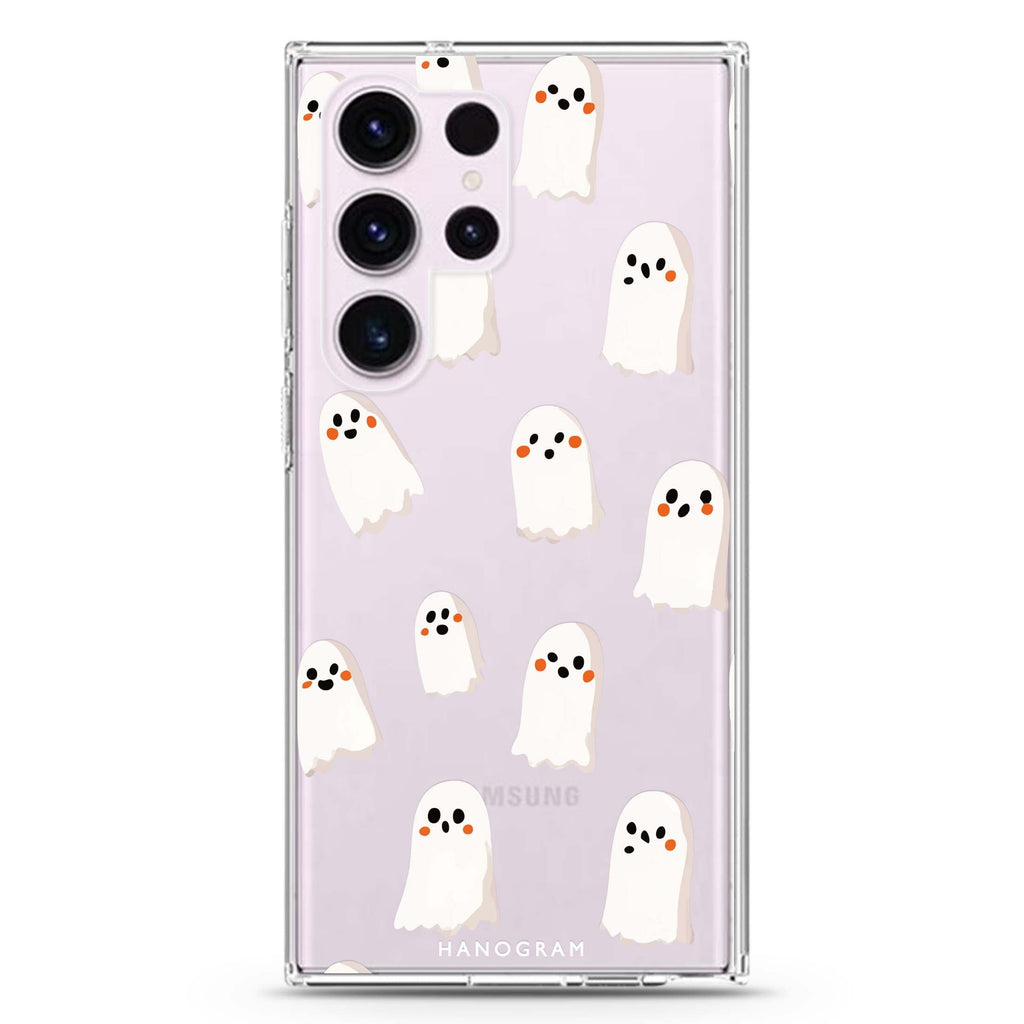Midnight Ghosties Samsung Galaxy S26/S25/S24/S23/S22 Ultra ultra clear case, transparent design, main view