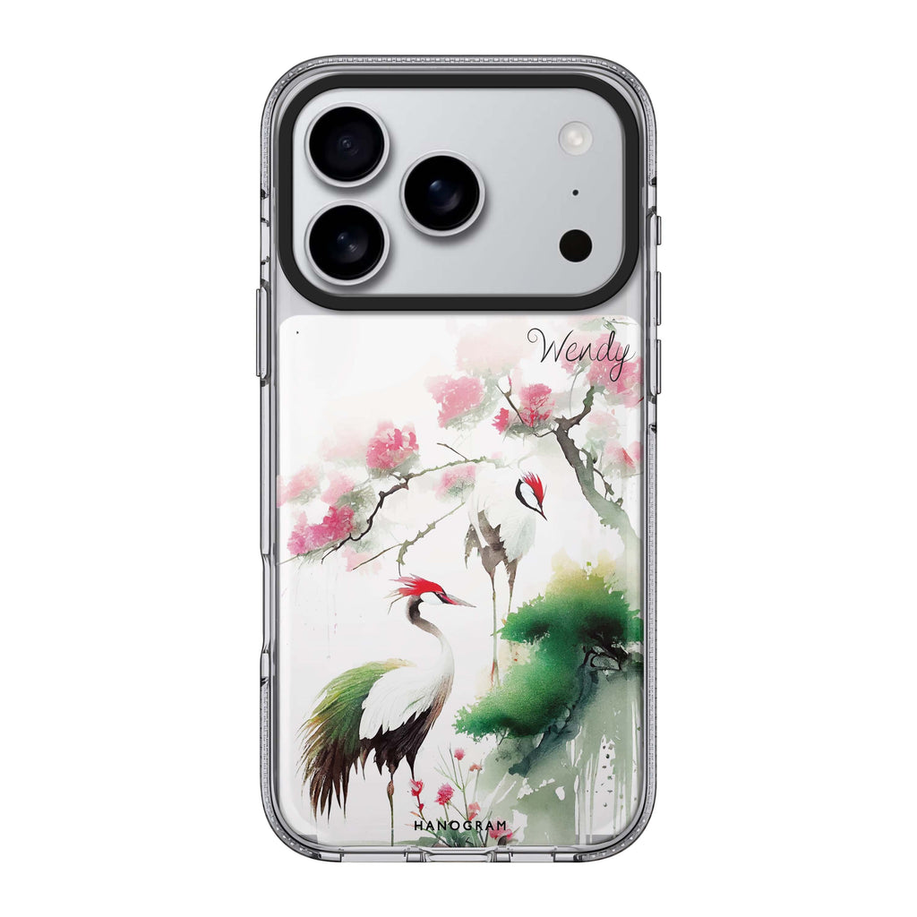 Pines & cranes Style 1 personalized name bird tree animal nature iPhone 17 Pro Max ultra clear case