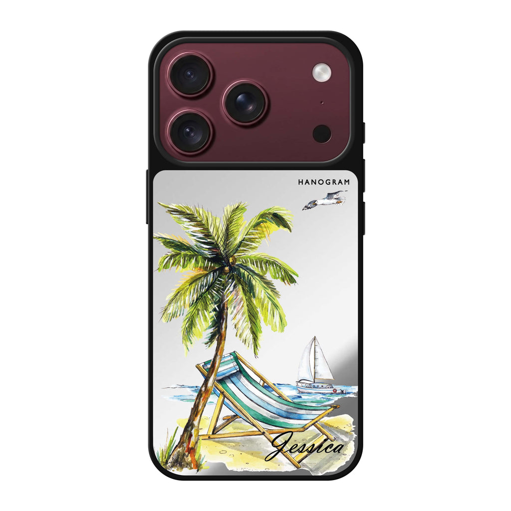 Summer on the beach personalized name summer nature iPhone 18 Pro Max mirror case