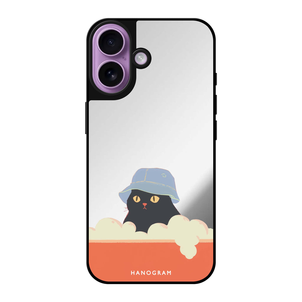 Reflective iPhone 16 Mirror Case –Bubble Meow Design