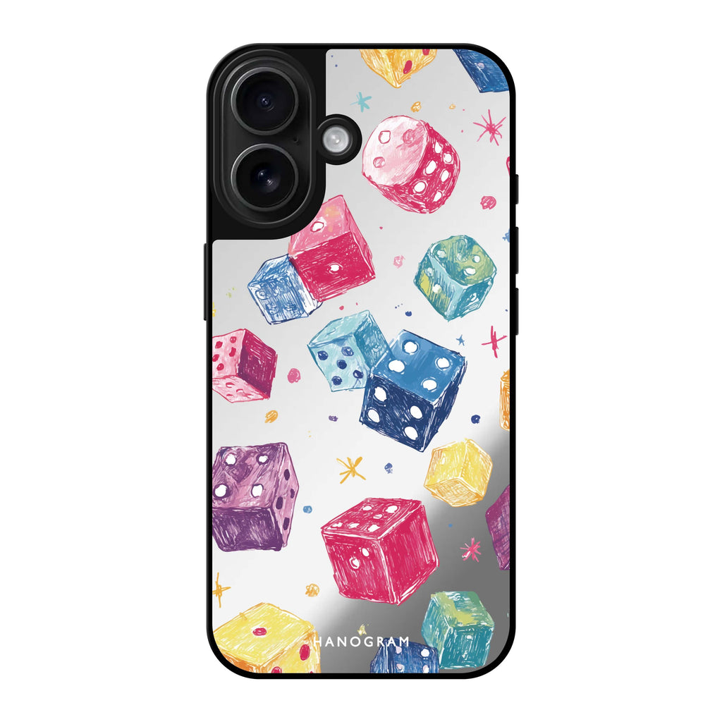 Reflective iPhone 16 Mirror Case –Lucky Scribbles Design