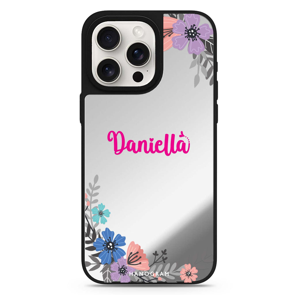 Blossom Bliss personalized name MagSafe mirror case for iPhone 16/15/14 Pro Max and Pro, main view