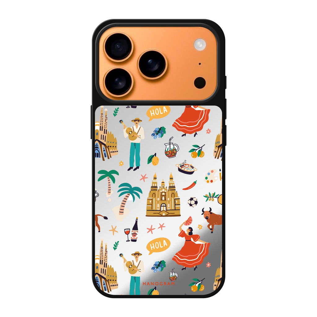 HOLA typography iPhone 17 Pro Max mirror case