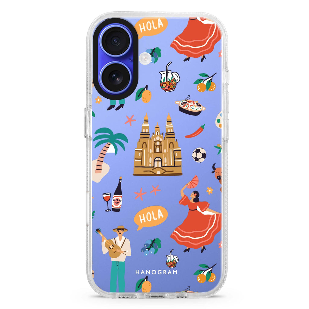 HOLA iPhone 16 and 16 Plus ultra clear case, transparent graphic artwork, front product view