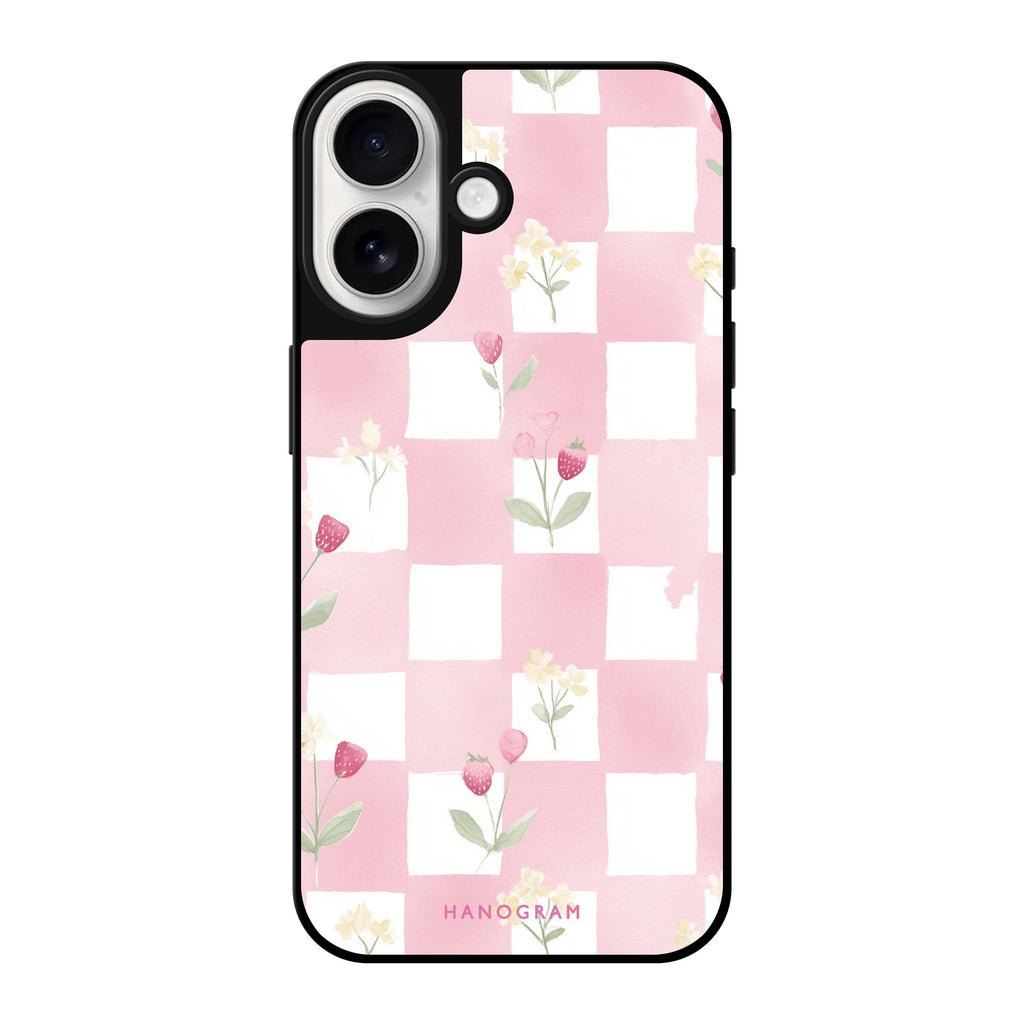 Reflective iPhone 16 Mirror Case –Strawberry Mist Design