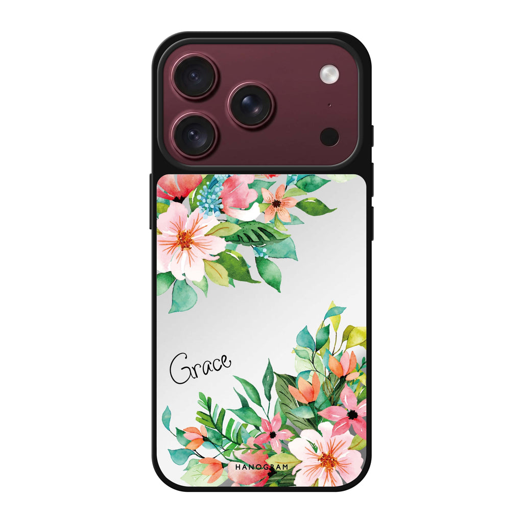 Flower Inspiration personalized name flower floral iPhone 18 Pro Max mirror case