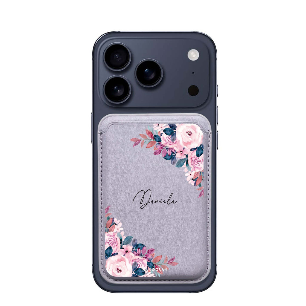 Blossom Breeze custom name MagSafe wallet for iPhone, personalized magnetic card holder, main view