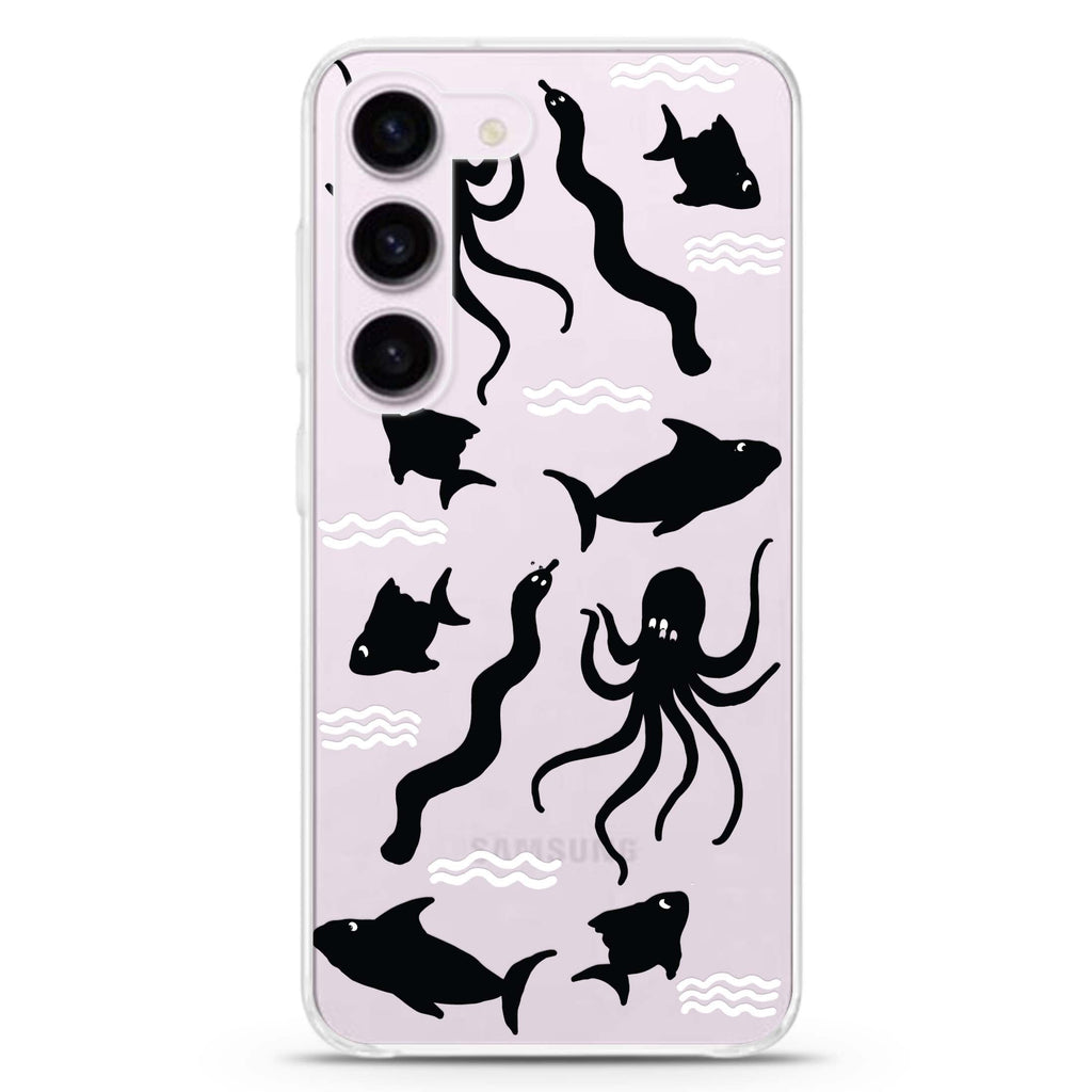 Water Ocean and Sea Animals ultra-clear case for Samsung Galaxy S23/S22, front view