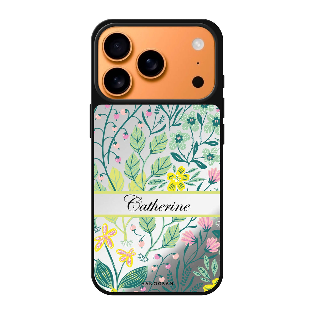 Fleur Fusion personalized name flower floral iPhone 17 Pro Max mirror case