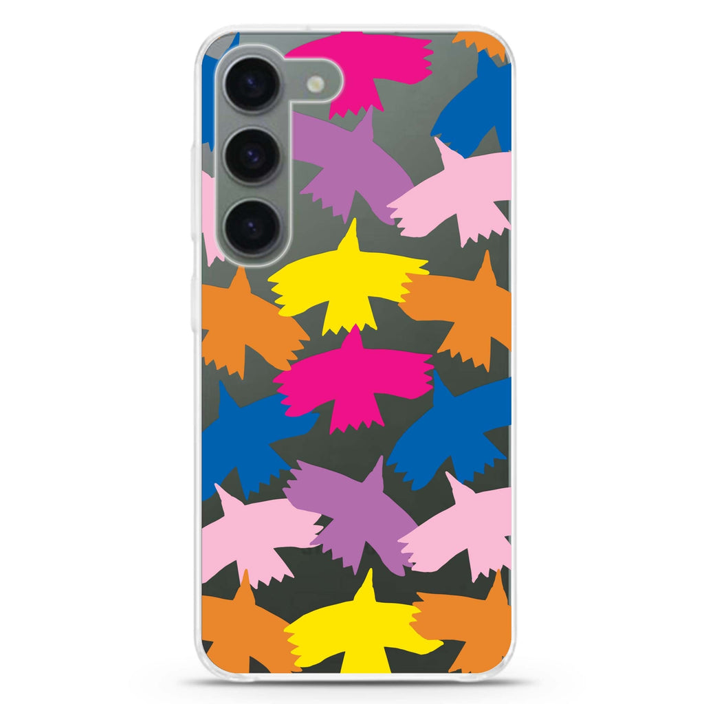 Colourful Birds ultra-clear case for Samsung Galaxy S23/S22, front view