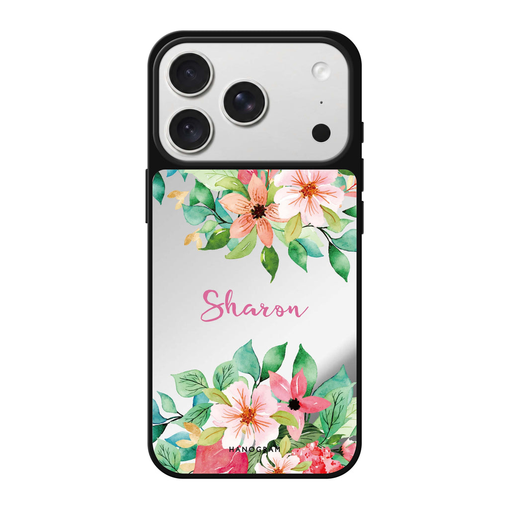 Floral Life personalized name spring flower floral iPhone 18 Pro Max mirror case