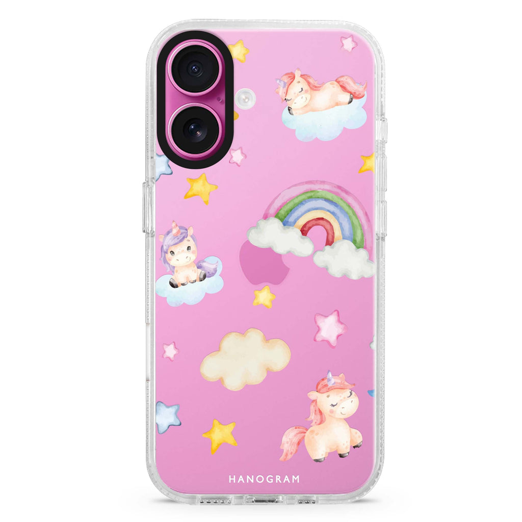 Magic Mane Marvels iPhone 16 and 16 Plus ultra clear case, transparent graphic artwork, front product view