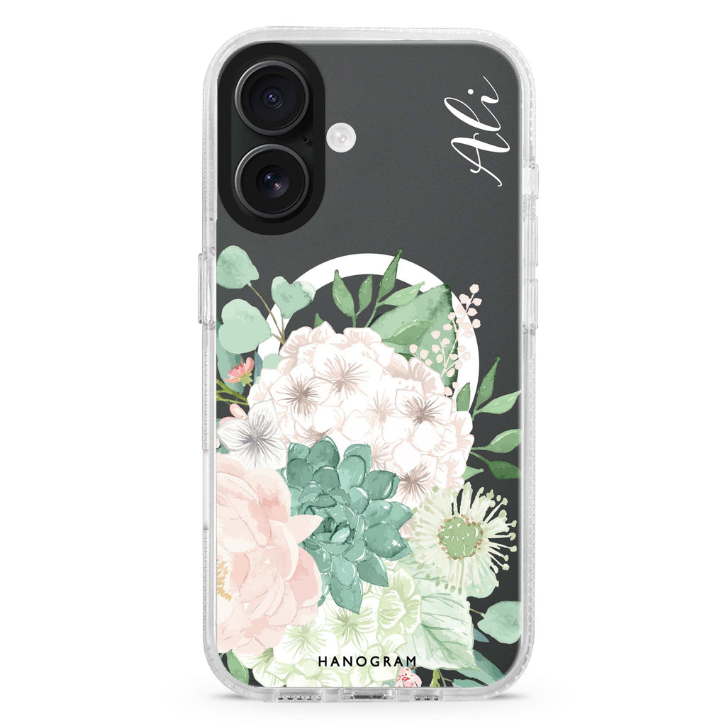 Vintage Flowers MagSafe Compatible iPhone 16 Ultra Clear Case - Personalized and Stylish Protection
