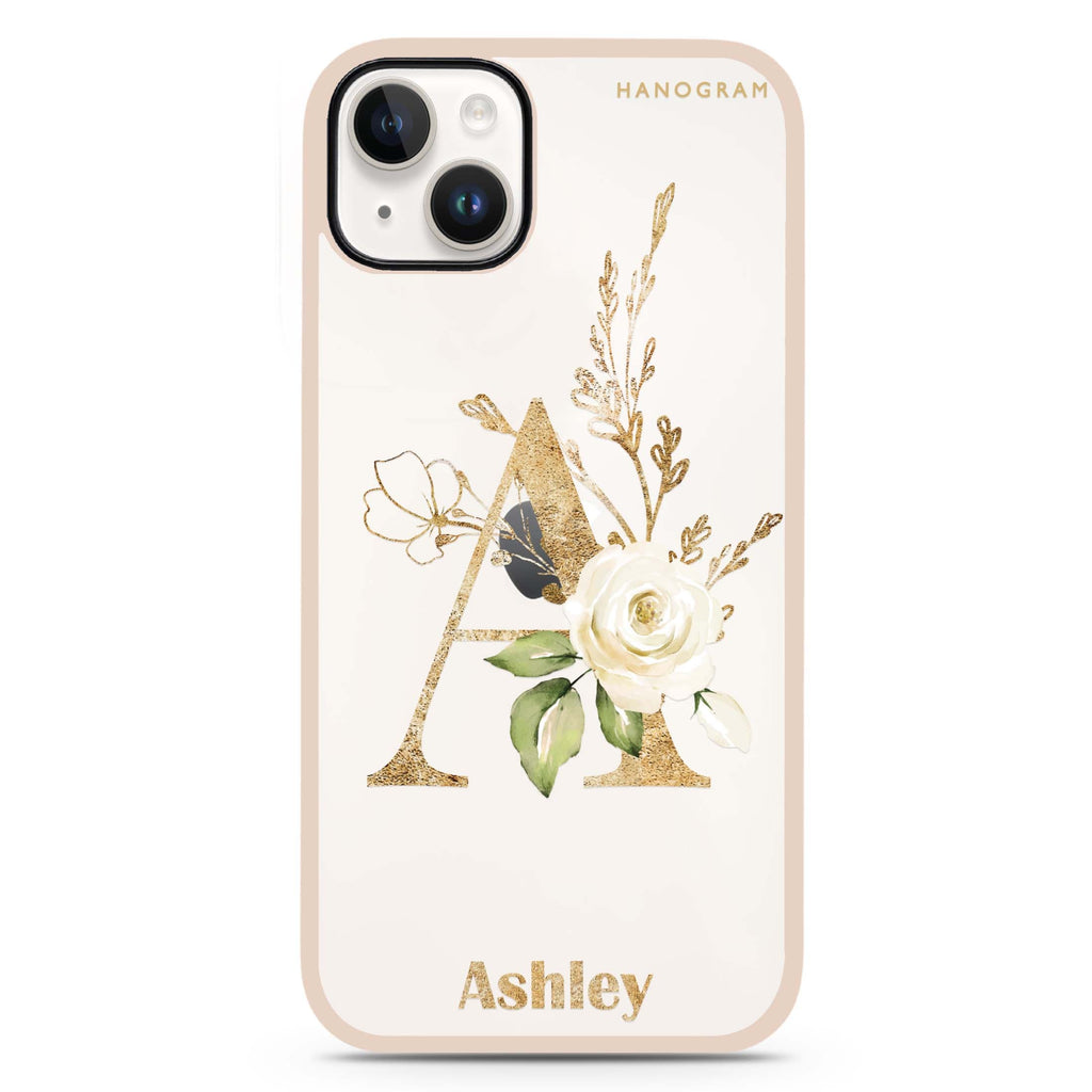 Golden Floral Monogram Impact Guard Bumper Case