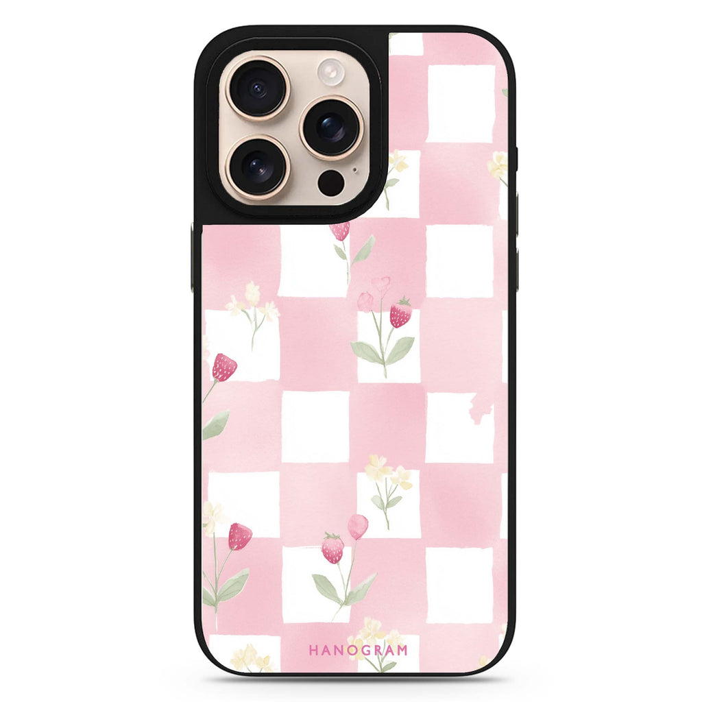 Strawberry Mist food-inspired design iPhone 16/15/14 Pro Max & Pro mirror case