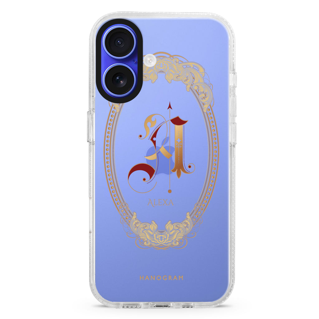 Gothic Ornamental iPhone 16 and 16 Plus ultra clear case, transparent graphic artwork, front product view