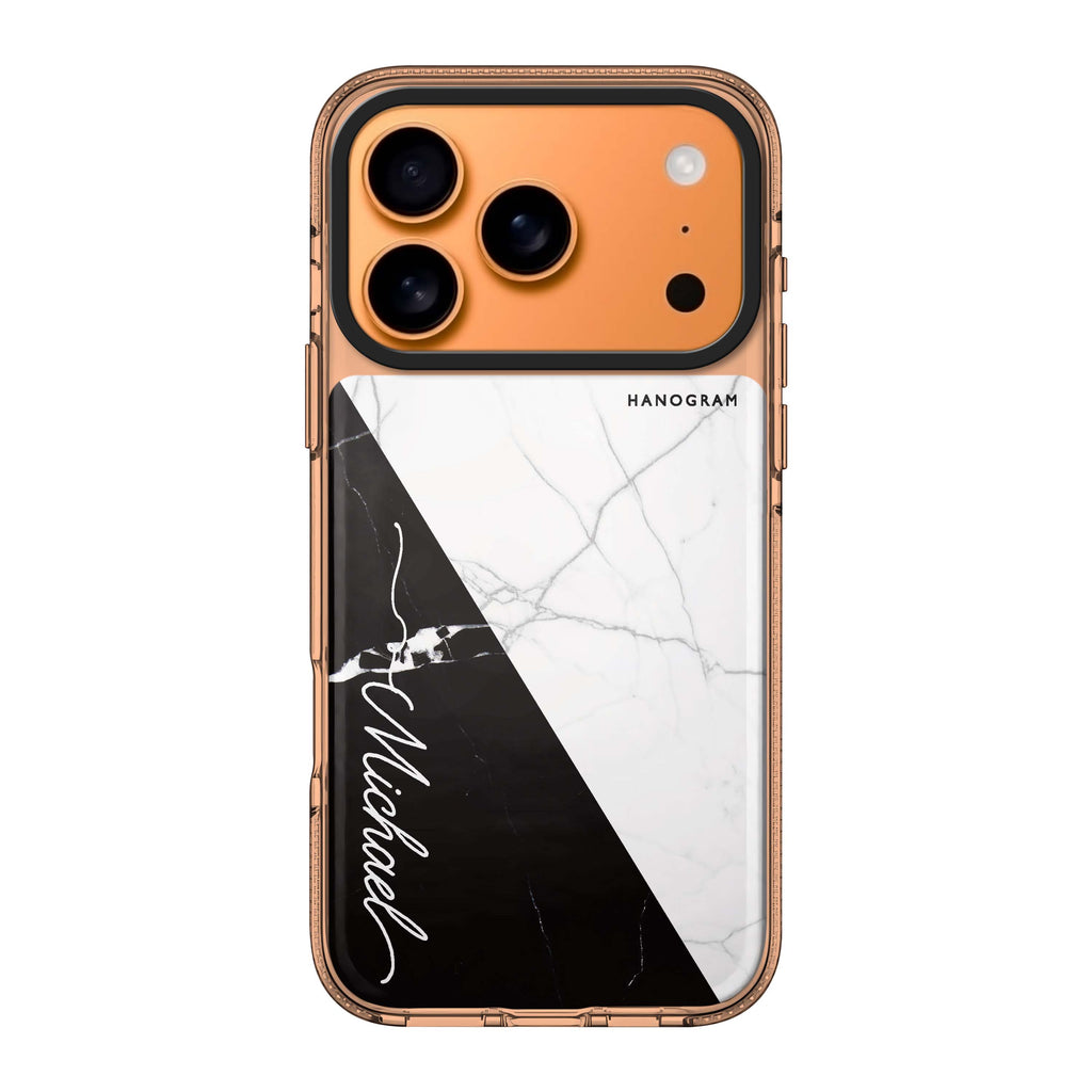 White And Black Marble personalized name black white marble neutral iPhone 17 Pro Max ultra clear case