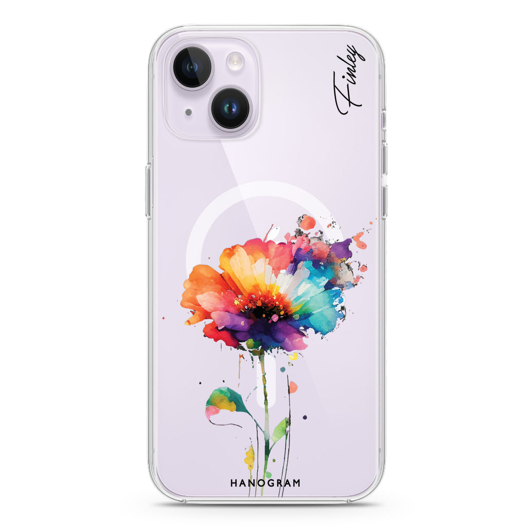 A Beautiful Watercolour Flower iPhone 14 MagSafe Compatible Ultra Clear Case
