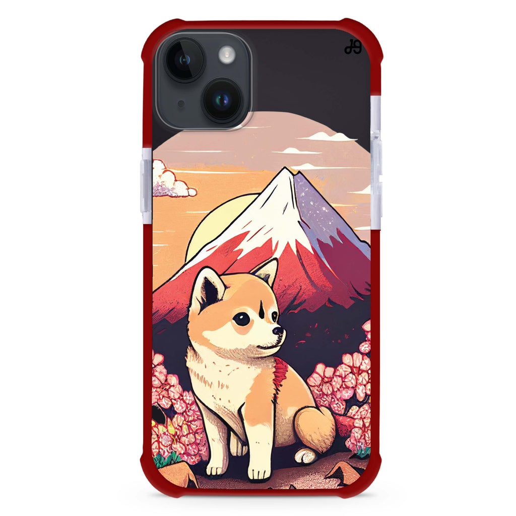 Shiba Inu & Fuji Mountain iPhone 15 Plus MagSafe Compatible Ultra Shockproof Case