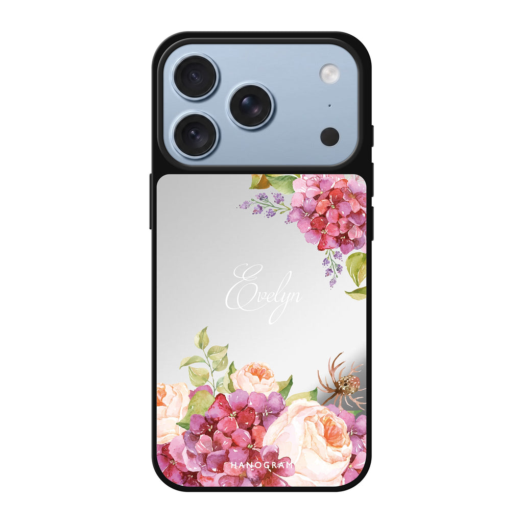 Pretty Floral personalized name spring flower floral iPhone 18 Pro Max mirror case