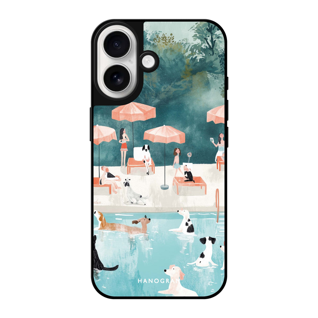 Reflective iPhone 16 Mirror Case –Paws by the Pool Design