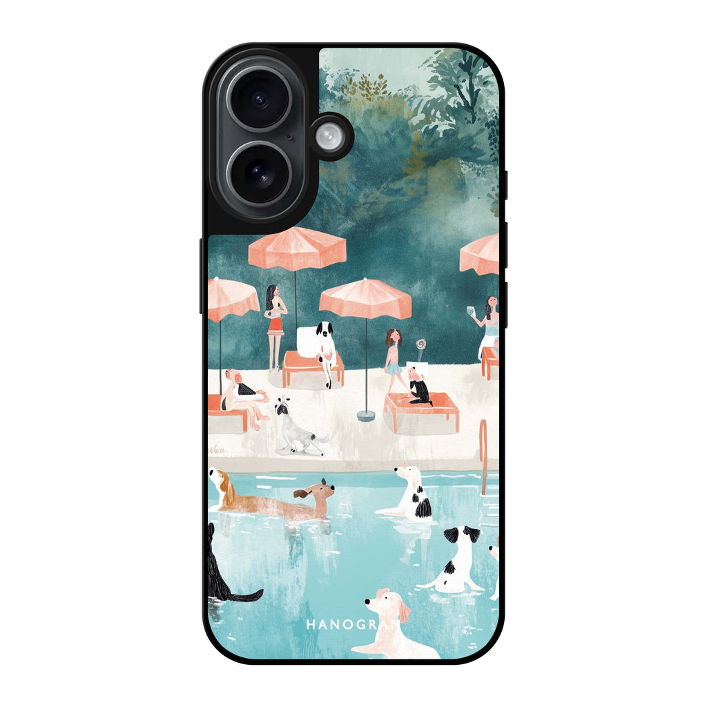 Reflective iPhone 16 Mirror Case –Paws by the Pool Design