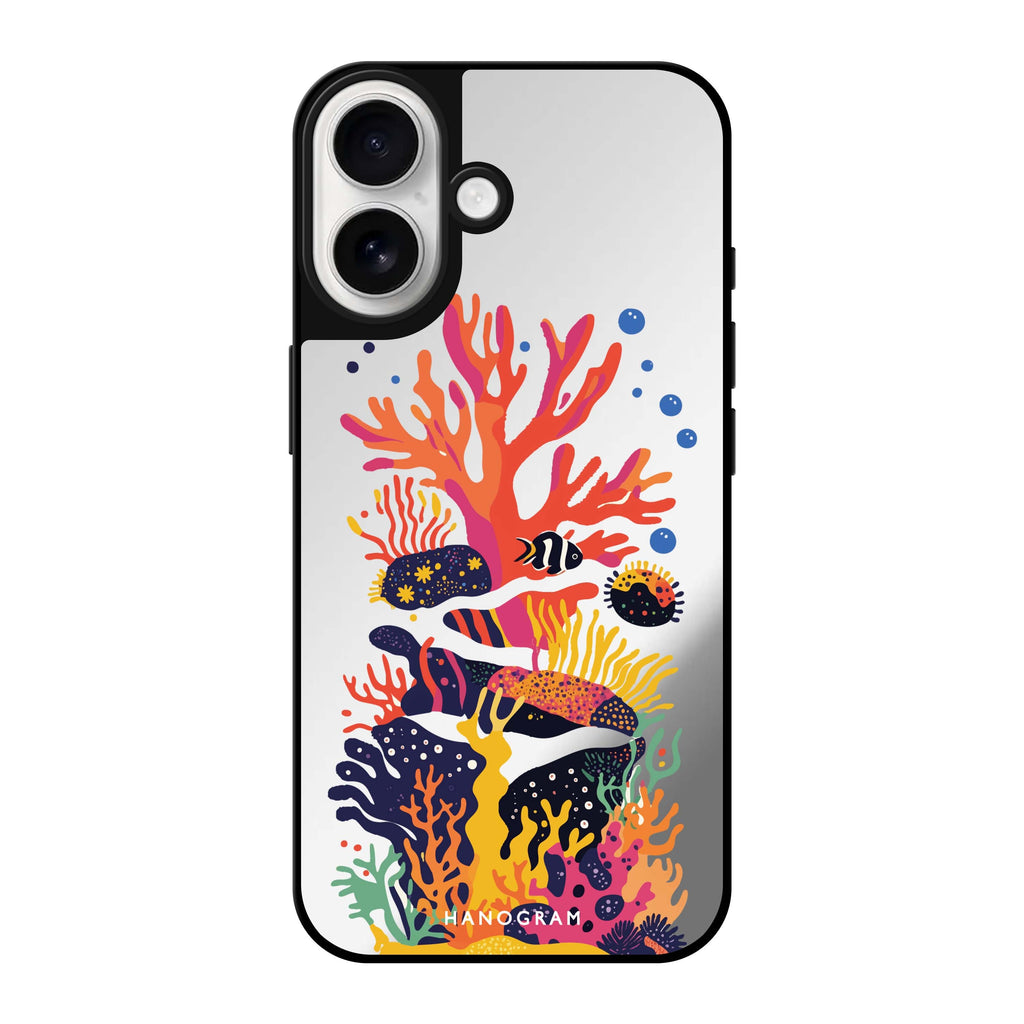 Reflective iPhone 16 Mirror Case –Groovy Reef Design