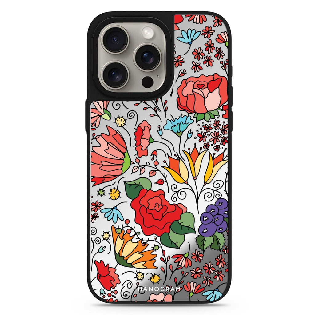 Petal Poetry MagSafe compatible mirror case for iPhone 16/15/14 Pro Max and Pro, main view