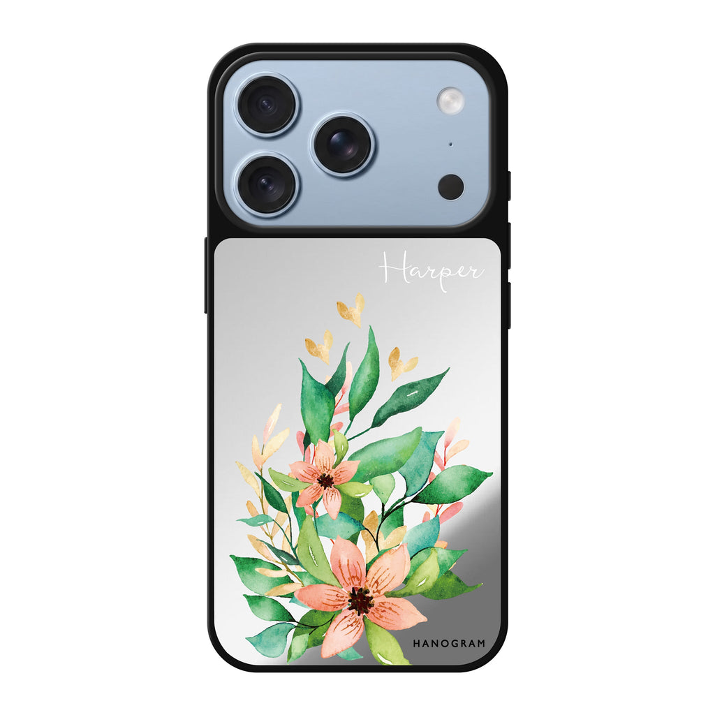 Floral Bloom personalized name spring flower floral iPhone 18 Pro Max mirror case