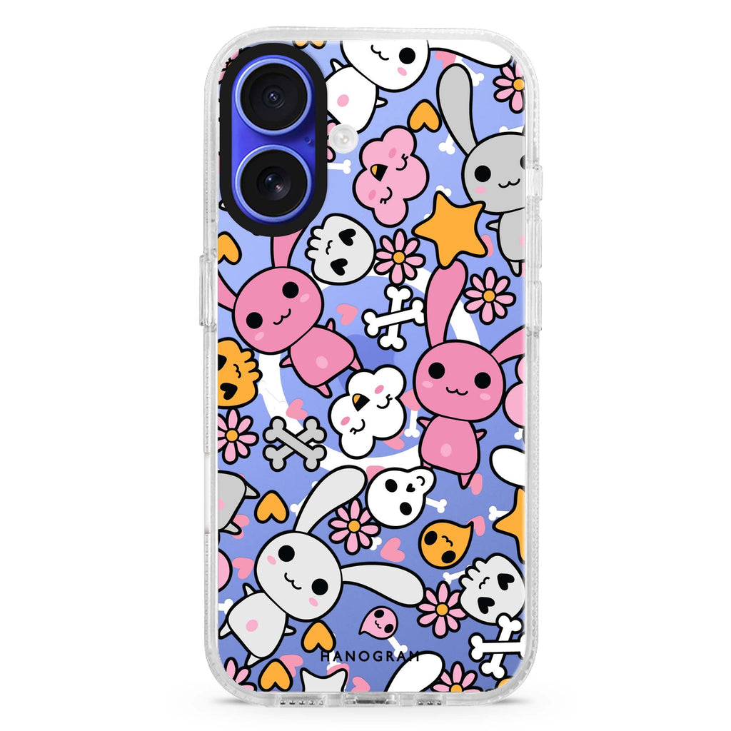 Bunny Doodles MagSafe Compatible iPhone 16 Ultra Clear Case - Personalized and Stylish Protection