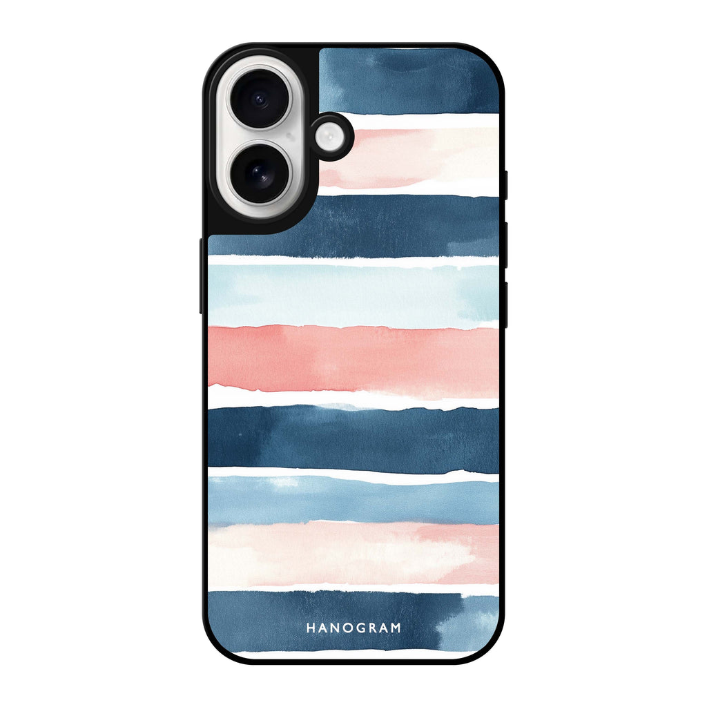 Reflective iPhone 16 Mirror Case –Seabreeze Stripes Design