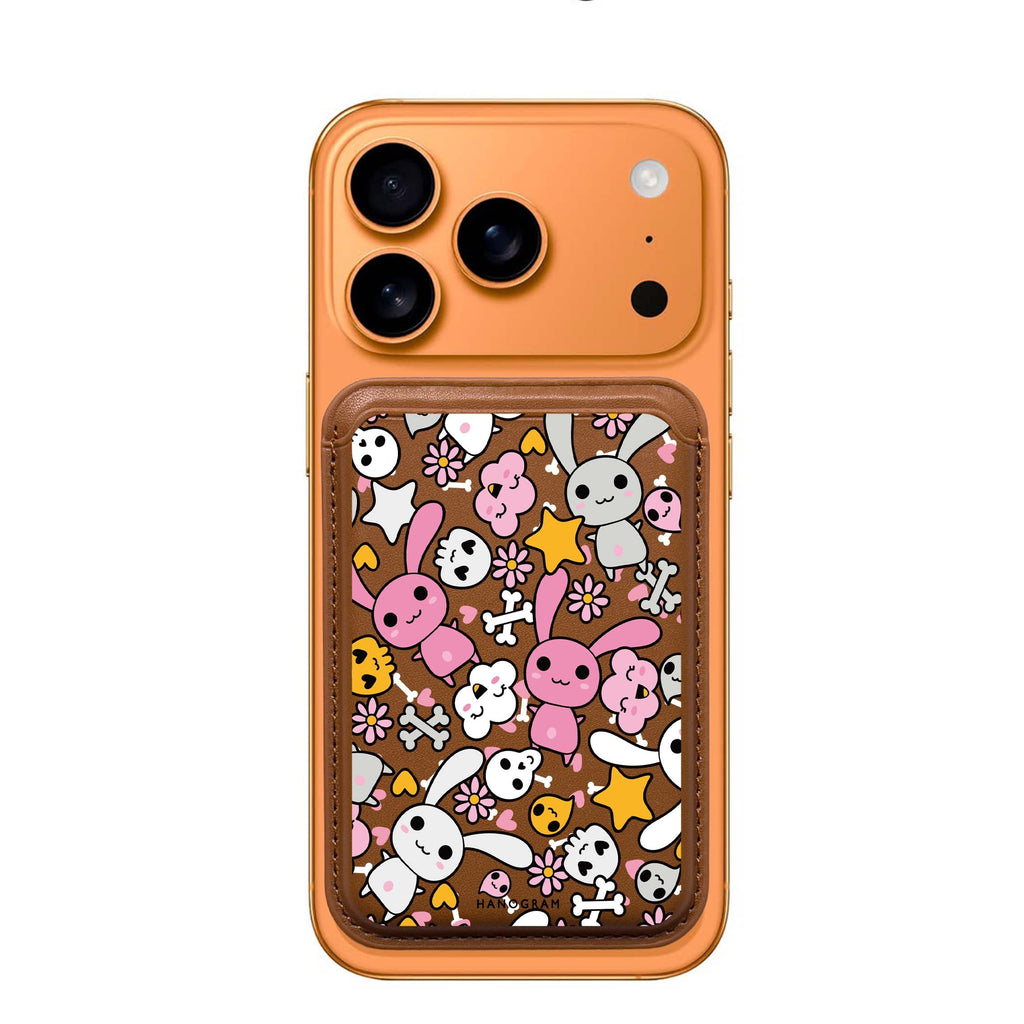 Bunny Doodles MagSafe wallet for iPhone, slim magnetic card holder, main view