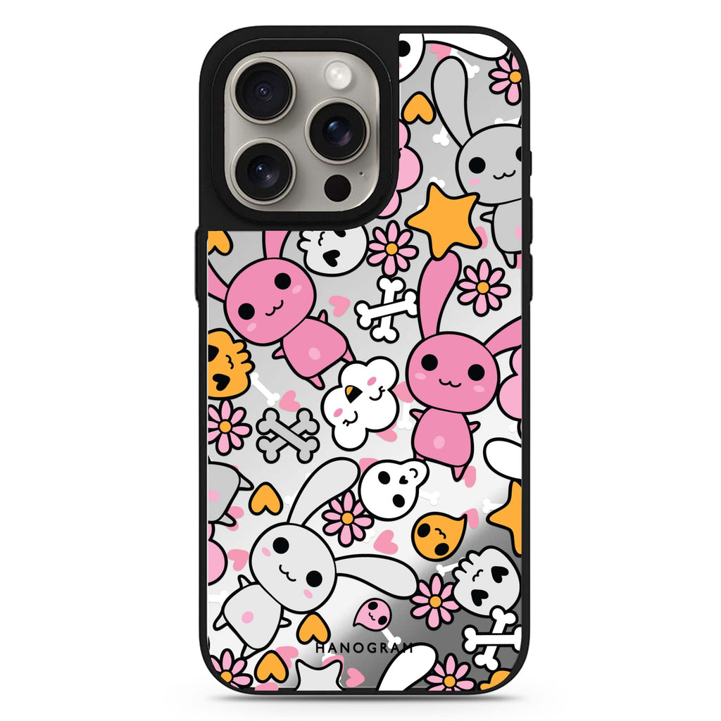 Bunny Doodles MagSafe compatible mirror case for iPhone 16/15/14 Pro Max and Pro, main view