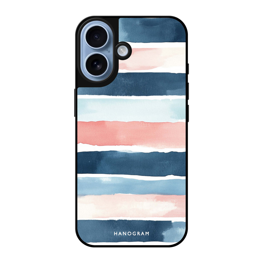 Reflective iPhone 16 Mirror Case –Seabreeze Stripes Design