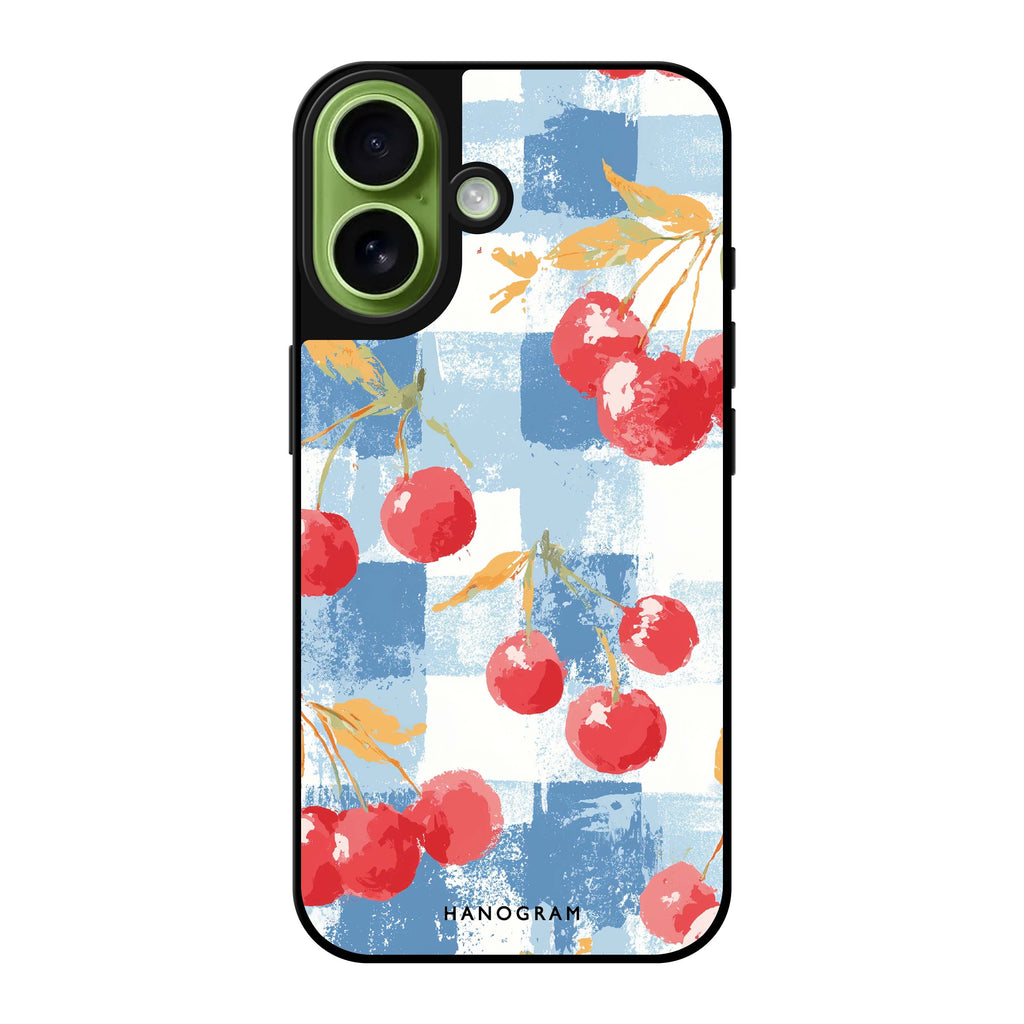 Reflective iPhone 16 Mirror Case –Cherry Picnic Design