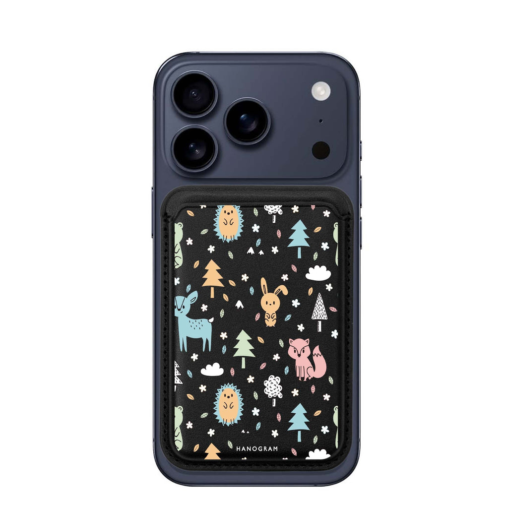Whimsy Wildlife MagSafe wallet for iPhone, slim magnetic card holder, main view
