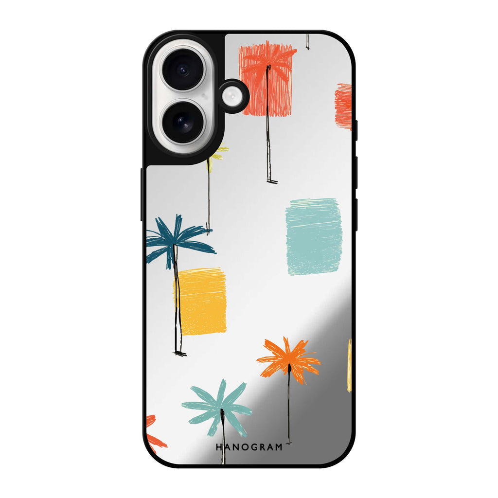 Reflective iPhone 16 Mirror Case –Tropic Scribble Design
