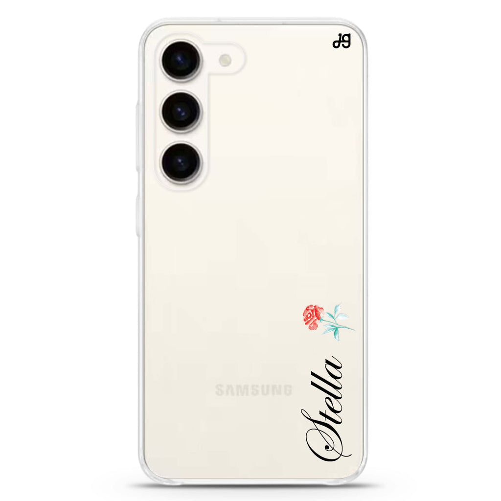 Little Flower II personalized ultra-clear case for Samsung Galaxy S23/S22, front view
