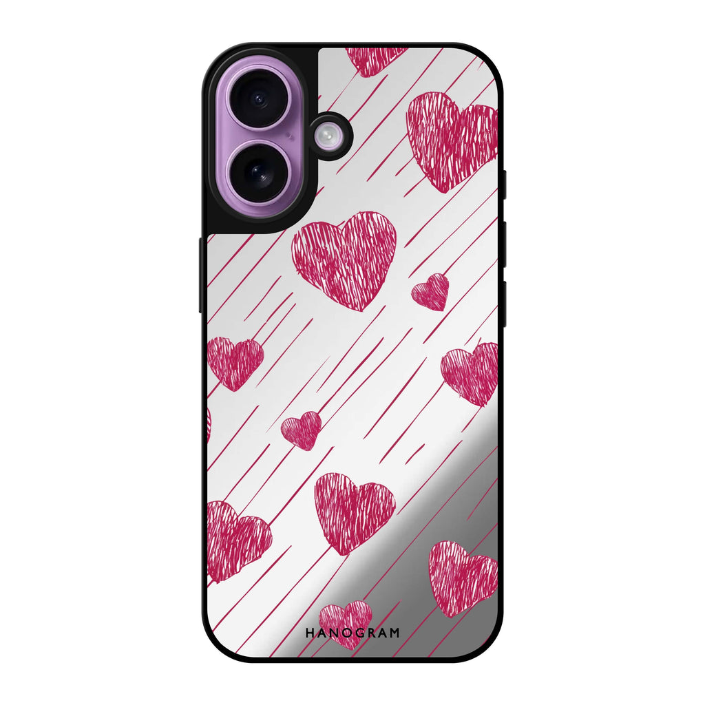 Reflective iPhone 16 Mirror Case –Stripe My Heart Design