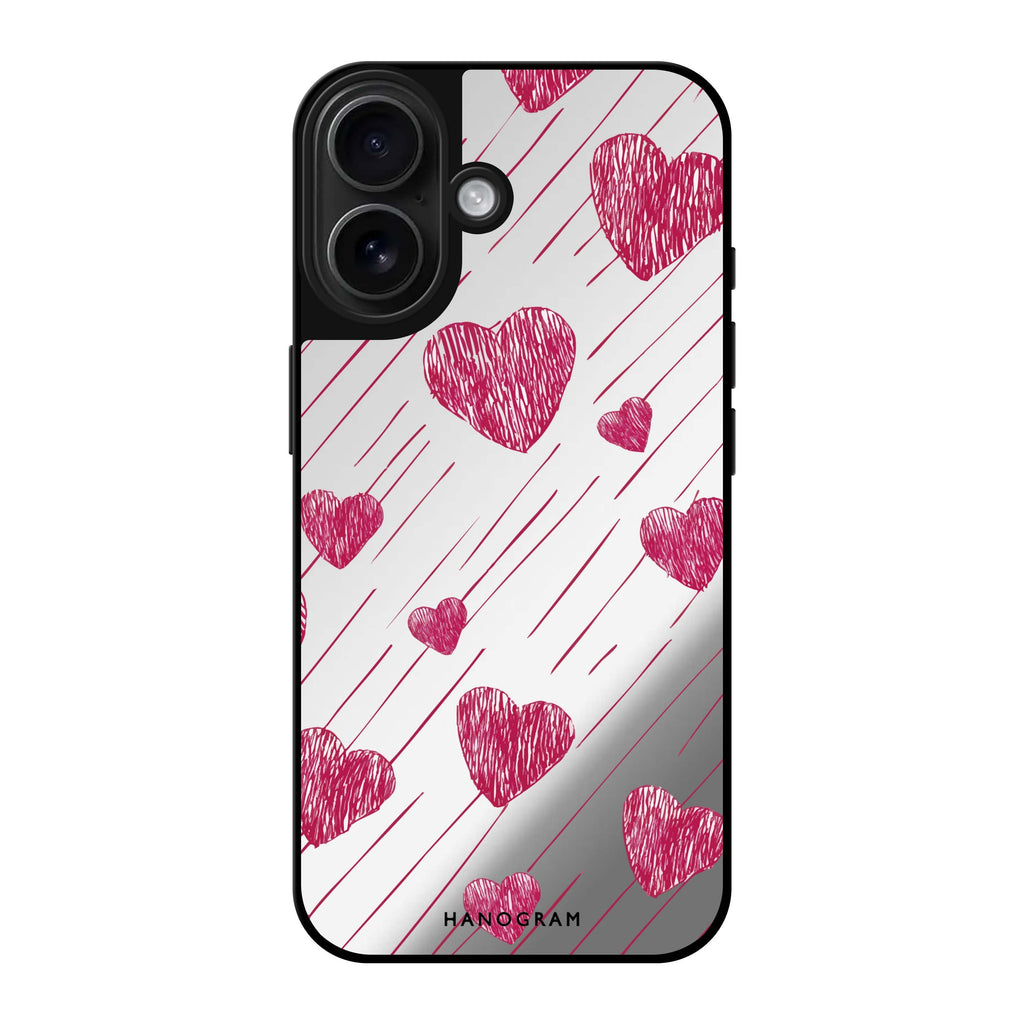 Reflective iPhone 16 Mirror Case –Stripe My Heart Design