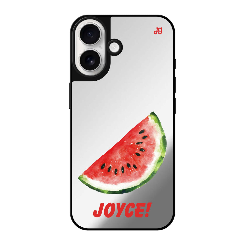 Reflective iPhone 16 Mirror Case –Melon Splash Design