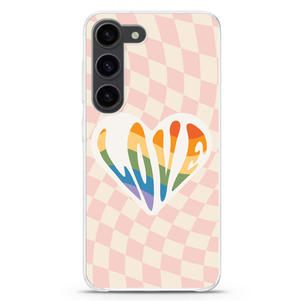 Rainbow LOVE ultra-clear case for Samsung Galaxy S23/S22, front view