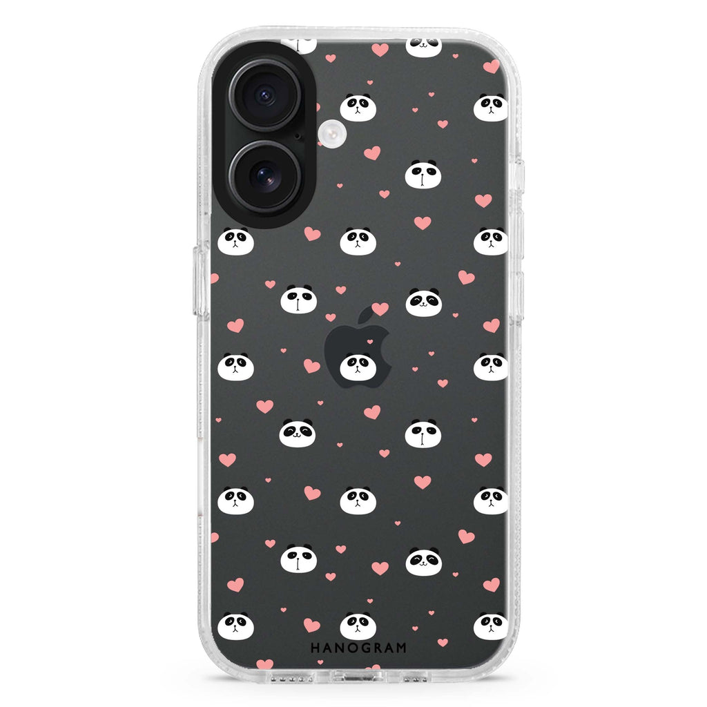 Panda Playtime iPhone 16 and 16 Plus ultra clear case, transparent animal artwork, front product view