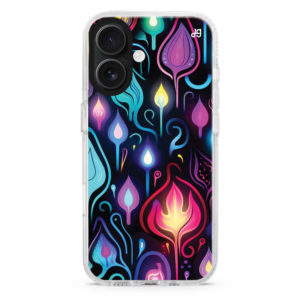 Luminous Nights iPhone 16 and 16 Plus ultra clear case, transparent celestial artwork, front product view