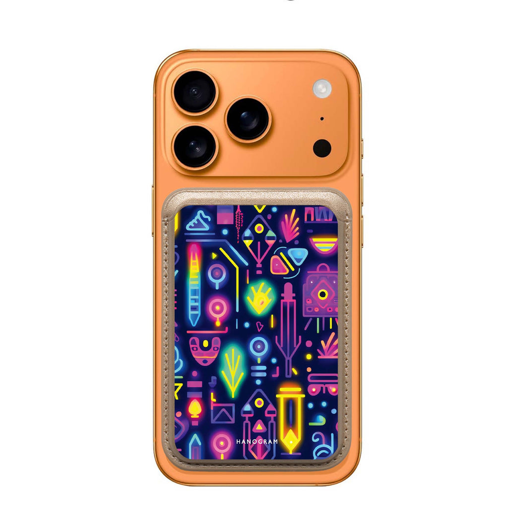 Neon Sparkle MagSafe wallet for iPhone, slim magnetic card holder, main view