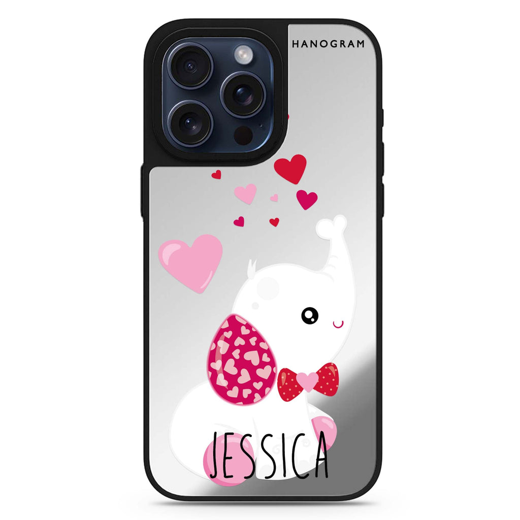 Lovely Elephant personalized name MagSafe mirror case for iPhone 16/15/14 Pro Max and Pro, main view